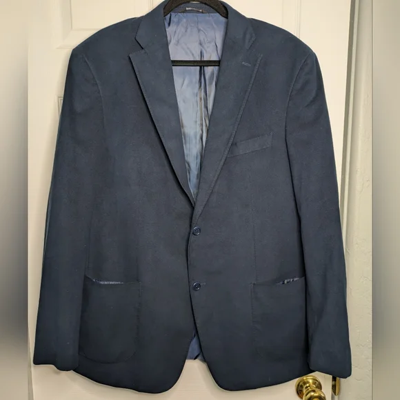 Ike Behar Navy Suede Blazer Jacket Size 46L